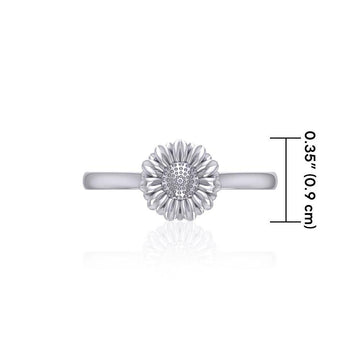 Small Daisy Flower Silver Ring TRI1870 - Jewelry